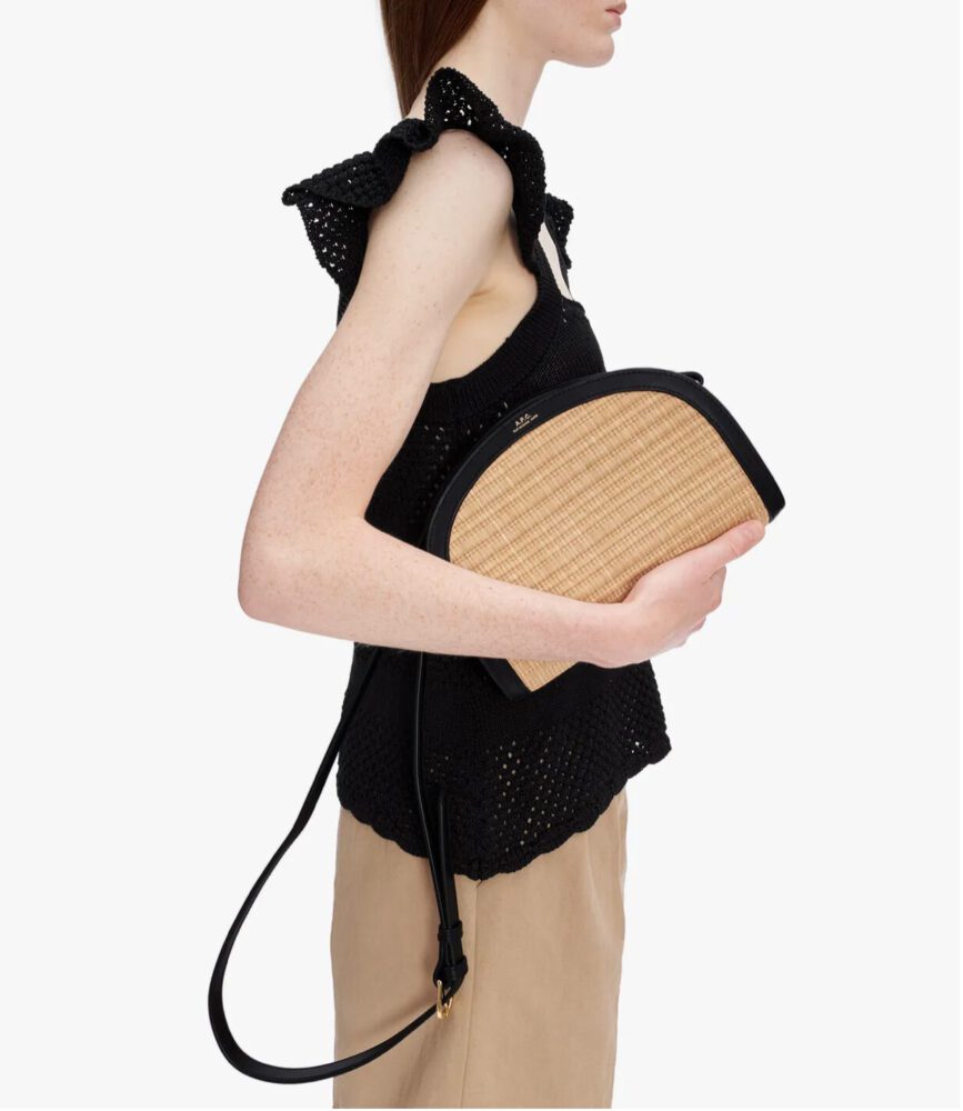 A.P.C. Bag Demi Lune Raffia Black