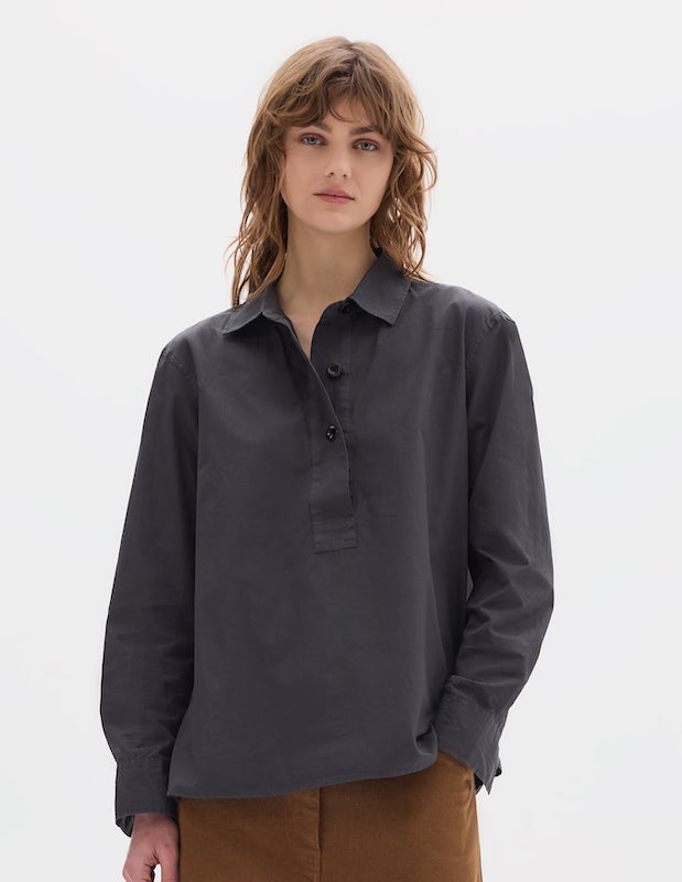 MHL. Swing Shirt Compact Cotton Poplin Asphalt – Bild 3